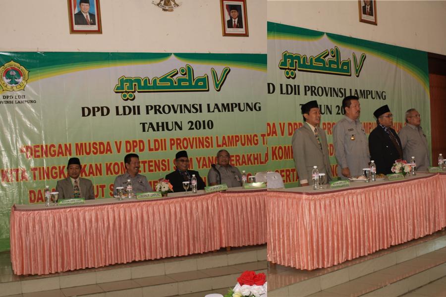 Ketua Umum DPP LDII bersama Sekretaris Pemerintah Provinsi yang mewakili Gubernur Provinsi Lampung dalam Pembukaan Musda V DPD LDII Provinsi Lampug